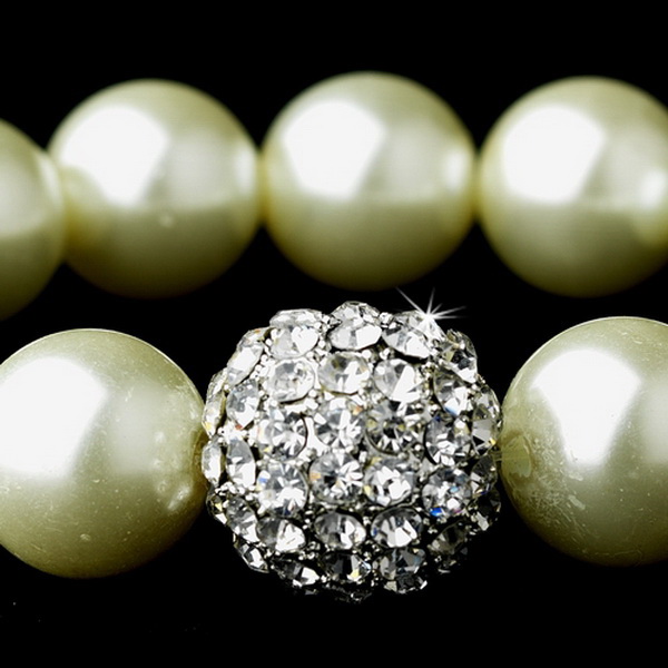 Elegance by Carbonneau B-8552-Ivory Vintage Ivory Pearl Bracelet 8552