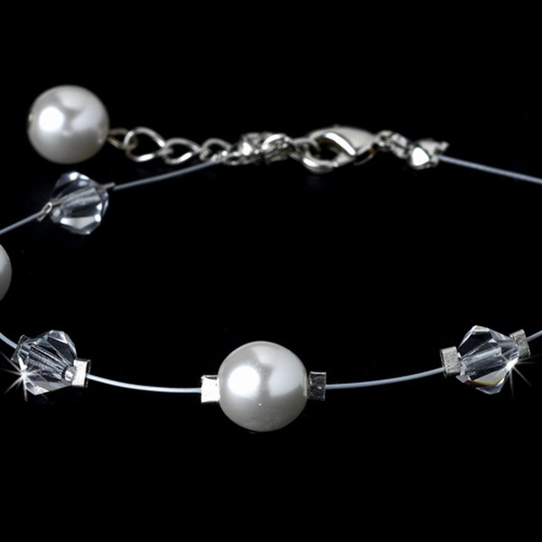 Elegance by Carbonneau B-8367 Swarovski Crystal & Pearl Bracelet 8367 White