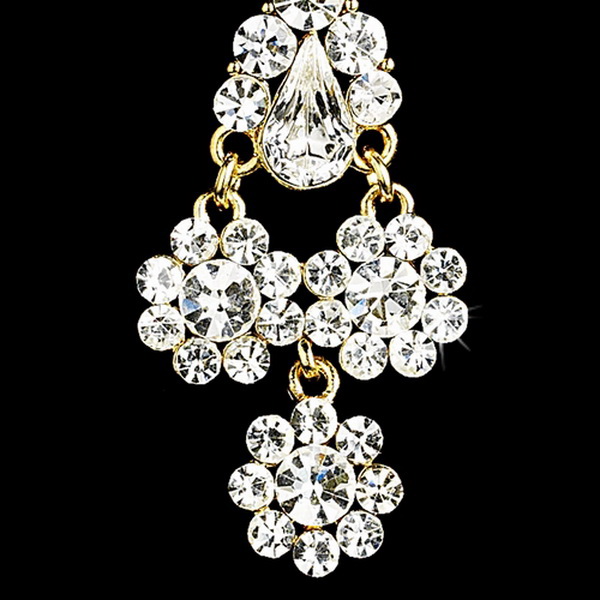 Elegance by Carbonneau E-940-Gold-Clear Beautiful Gold Earrings E 940