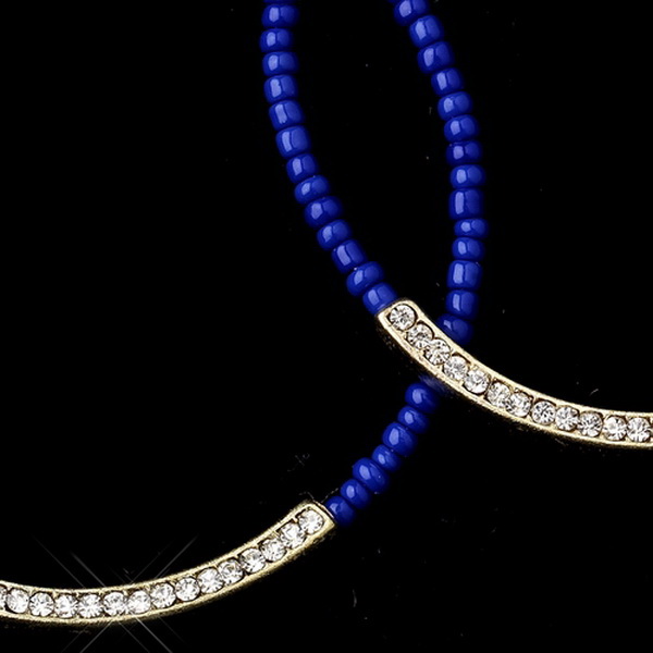 Elegance by Carbonneau E-8817-G-Blue Gold Blue Bead Earrings 8817