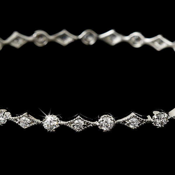 Elegance by Carbonneau B-8169-Silver-Clear Silver Clear Bangle Bracelet B 8169
