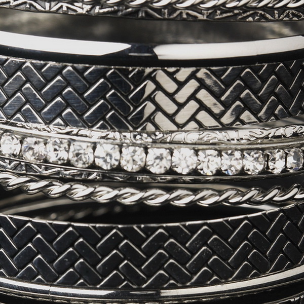 Elegance by Carbonneau B-8853-AS-Clear Antique Silver Clear Crystal Bangle Bracelet 8853