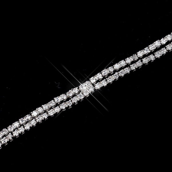 Elegance by Carbonneau B-8877-S-Clear Silver Clear Double Stranded CZ Eternity Tennis Bracelet 8877