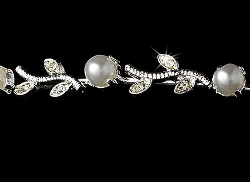Elegance by Carbonneau HP-1002-S-White Silver White Pearl Bridal Band HP 1002