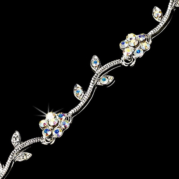 Elegance by Carbonneau B-383-Silver-Clear Silver Clear Rhinestone Floral Bracelet B 383