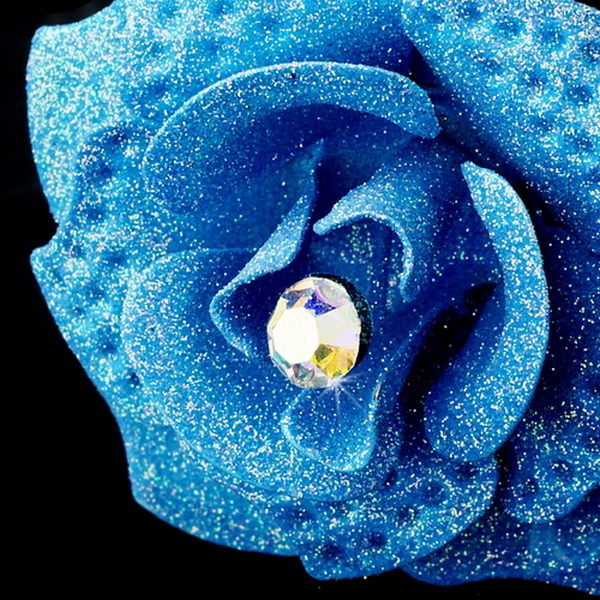 Elegance by Carbonneau Pin-900-LtBlue Light Blue Glitter Crystal Bridal Hair Pin 900