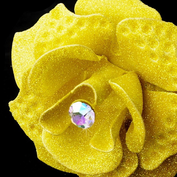 Elegance by Carbonneau Pin-900-Yellow Yellow Glitter Crystal Bridal Hair Pin 900