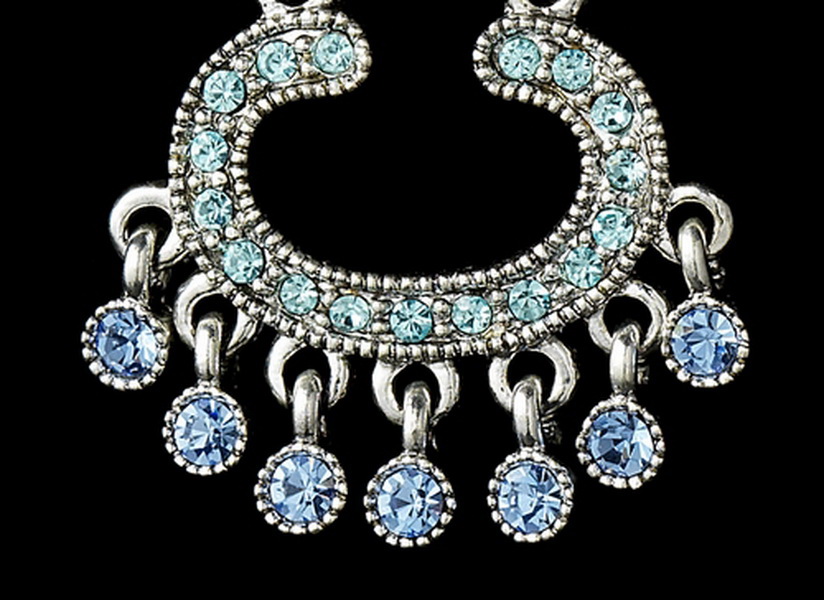 Elegance by Carbonneau E-20377-Silver-Blue-Multi Earring 20377 Silver Blue Multi