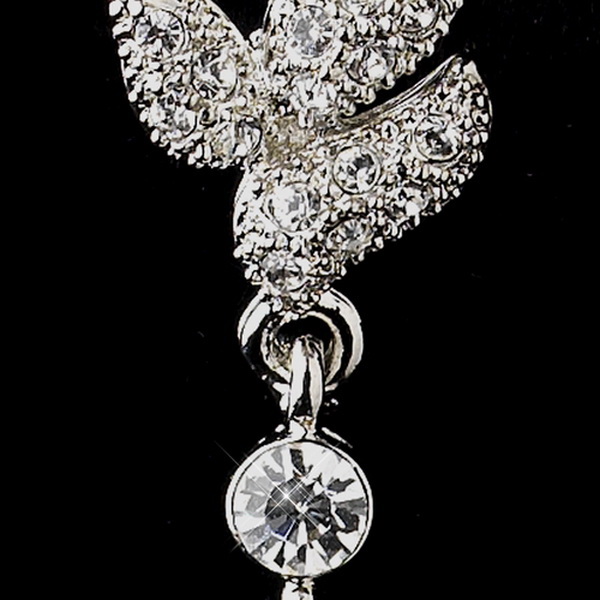 Elegance by Carbonneau E-8932-AS-DW Antique Rhodium Silver Clear CZ Crystal Bridal Earrings 8932 w/Pearl Drop