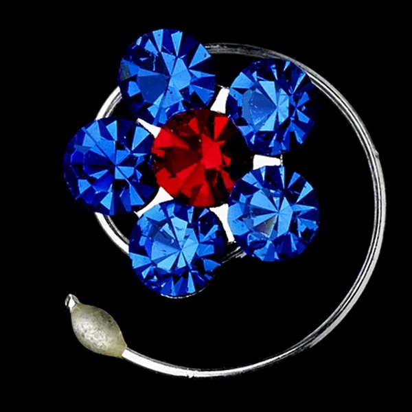 Elegance by Carbonneau Twist-1-BlueRed 12 Delightful Silver Blue & Red Rhinestone Flower Twist-Ins 01