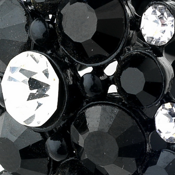 Elegance by Carbonneau Ring-950-Black Jet Black & Clear Crystal Stretch Ring 950