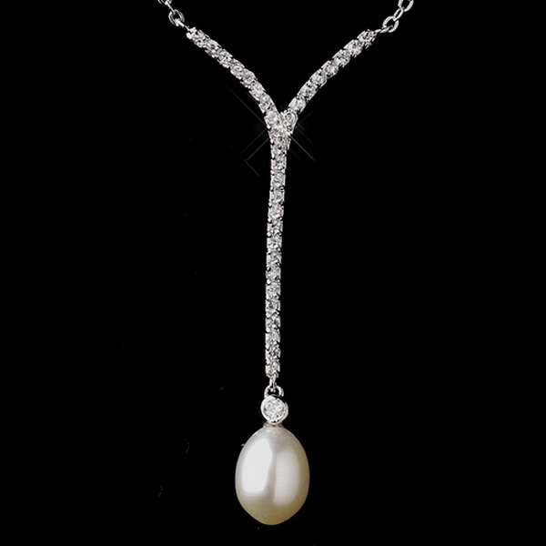 Elegance by Carbonneau N-8908-AS-DW Antique Silver Diamond White Necklace 8908