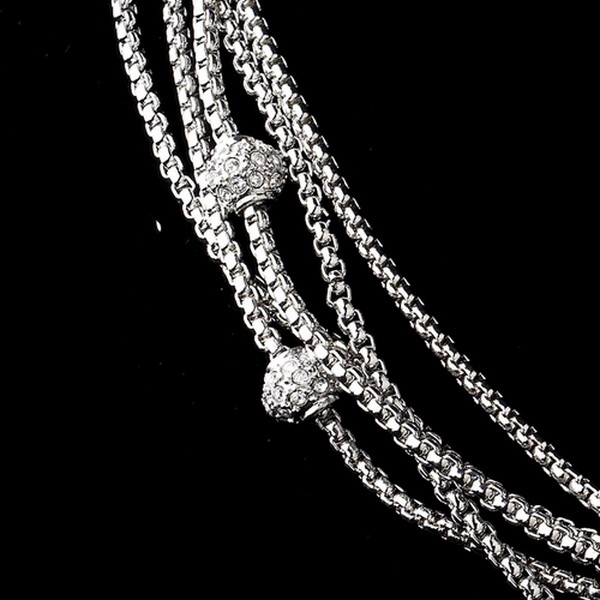 Elegance by Carbonneau N-8913-AS-Clear Vintage Cubic Zirconia Multi Silver Clear Necklace N 8913
