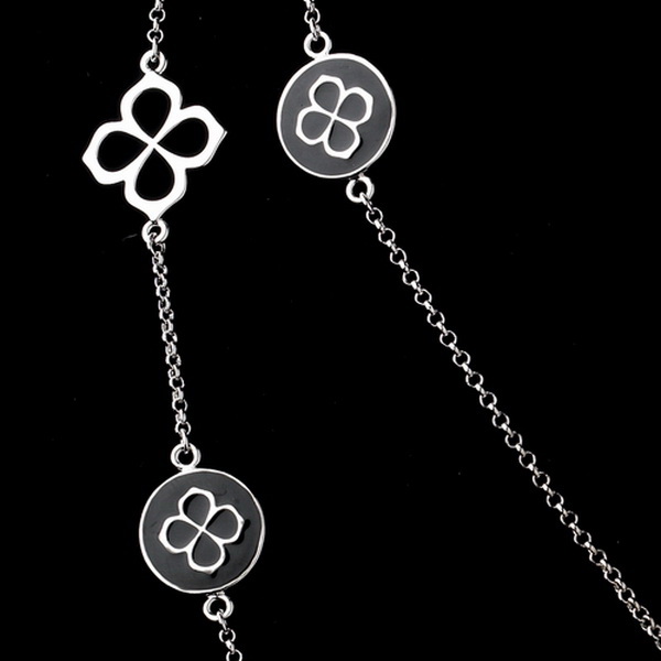 Elegance by Carbonneau N-8729-S-Black Silver and Black Chained Necklace 8729