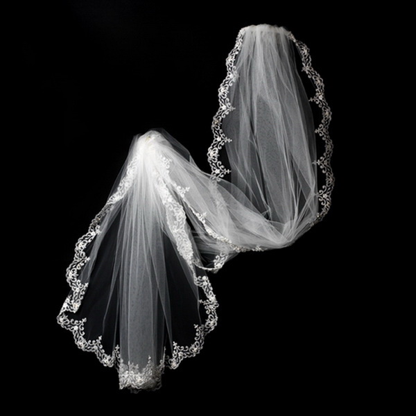 Elegance by Carbonneau Veil-1610-White Single Layer Waltz Length Bridal Veil (72"l x 72"w) Veil 1610