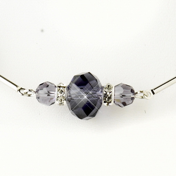 Elegance by Carbonneau N-8741-S-Amethyst Silver Amethyst Crystal & Rhinestone Necklace 8741