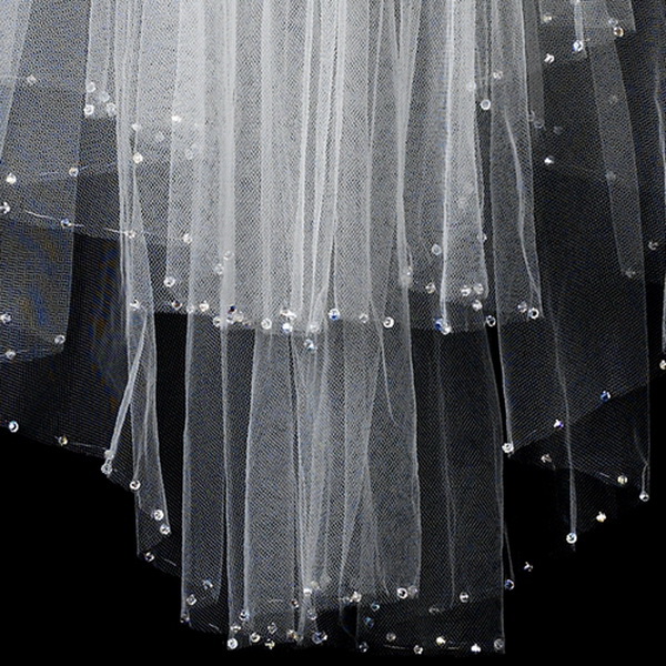 Elegance by Carbonneau Veil-350E Bridal Wedding Veil Two Layer Elbow Length w/AB Swarovski Crystal Edge (25"x30") Veil 350 E