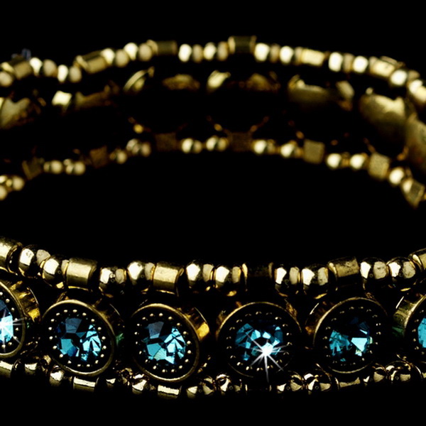 Elegance by Carbonneau B-8517-Gold-Aqua Gold Aqua Stretch Bracelet 8517