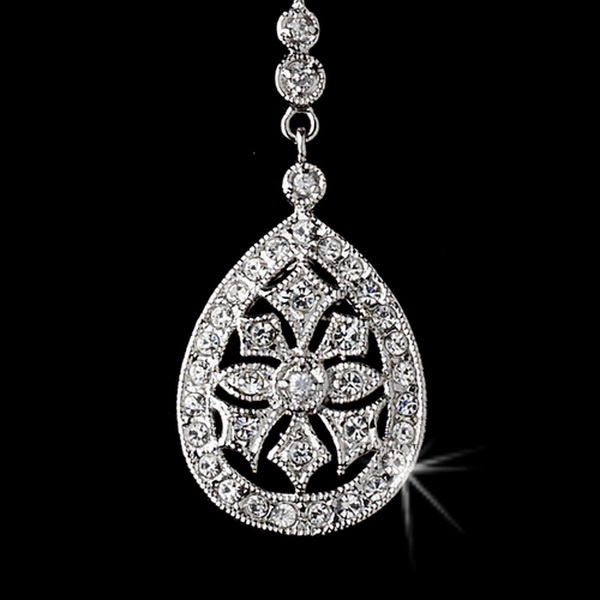 Elegance by Carbonneau N-6500-AS-Clear Antique Silver Clear CZ Crystal Necklace 6500