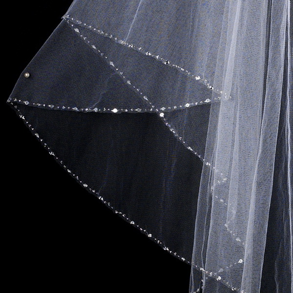Elegance by Carbonneau V-1531F Bridal Wedding Veil 1531F - Double Layer, Fingertip (Length 29" x 34" long x 54" wide)