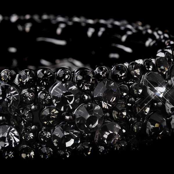 Elegance by Carbonneau B-8703-Hematite-Grey Sparkling Hematite Stretch Bracelet w/ Charcoal Grey Crystals 8703