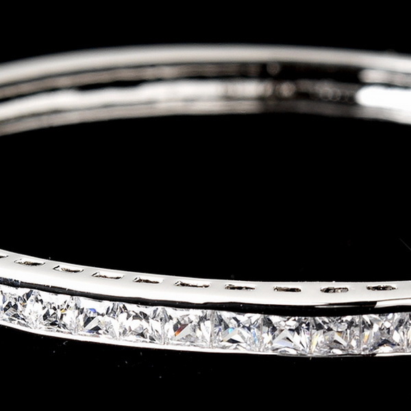Elegance by Carbonneau B-6502-AS-Clear Antique Silver Clear CZ Crystal Bridal Bangle Bracelet 6502