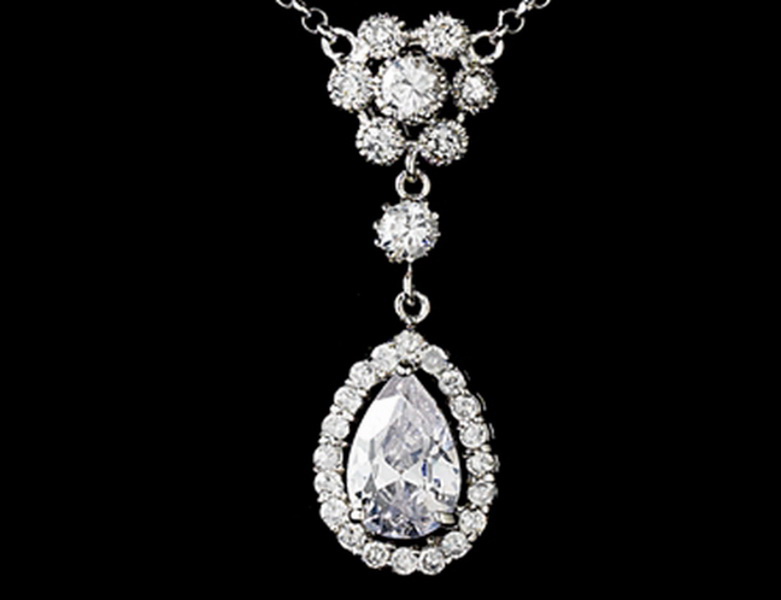 Elegance by Carbonneau N-2724-Silver-Clear Silver CZ Necklace N 2724