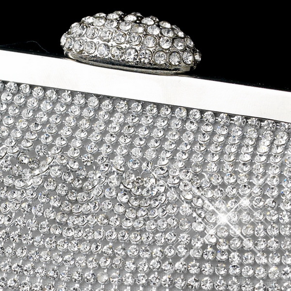 Elegance by Carbonneau EB-333-S-Clear Silver Clear Single Sided Crystal Evening Bag 333