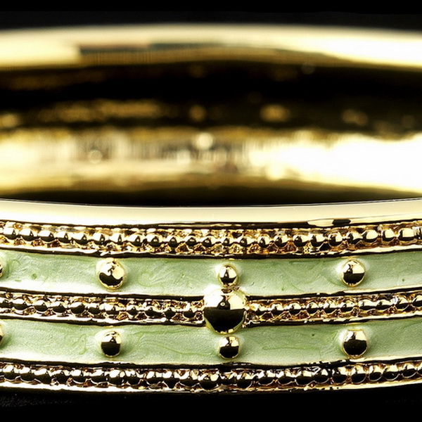 Elegance by Carbonneau B-6102-G-Peridot Peridot Green Enamel Hinged Bracelet with Gold Studs 6102