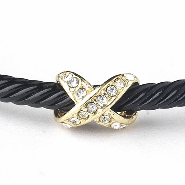 Elegance by Carbonneau B-8815-G-Black Gold Black Cuff Bracelet 8815