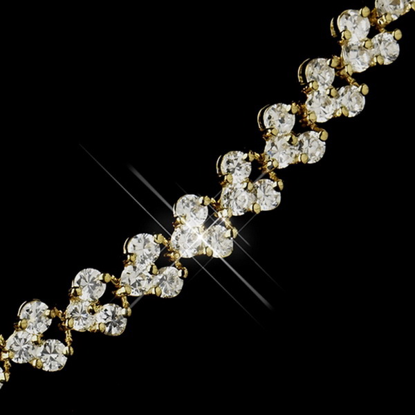 Elegance by Carbonneau N-2026-E-2024-G-Clear Gold Clear Necklace 2026 & Earrings 2024 Bridal Jewelry Set