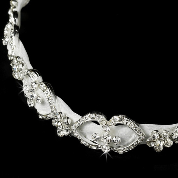 Elegance by Carbonneau HP-6469 Elegant White or Ivory Pearl Bridal Ribbon Headband 6469