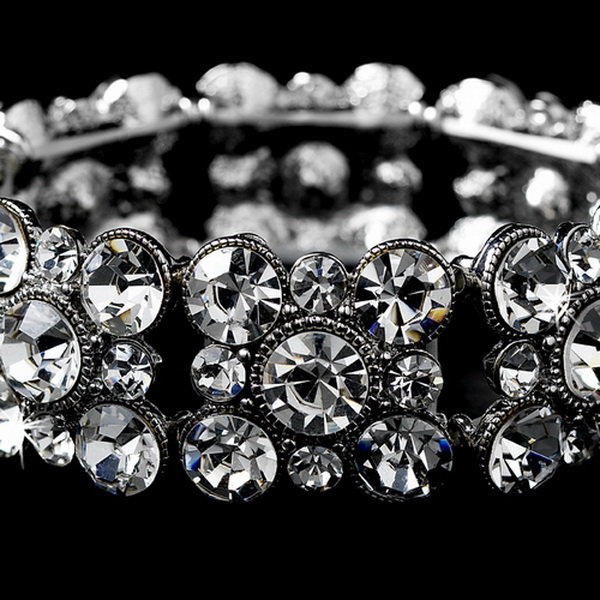 Elegance by Carbonneau B-978-Silver-Clear Silver Clear Rhinestone Crystal Bracelet B 978