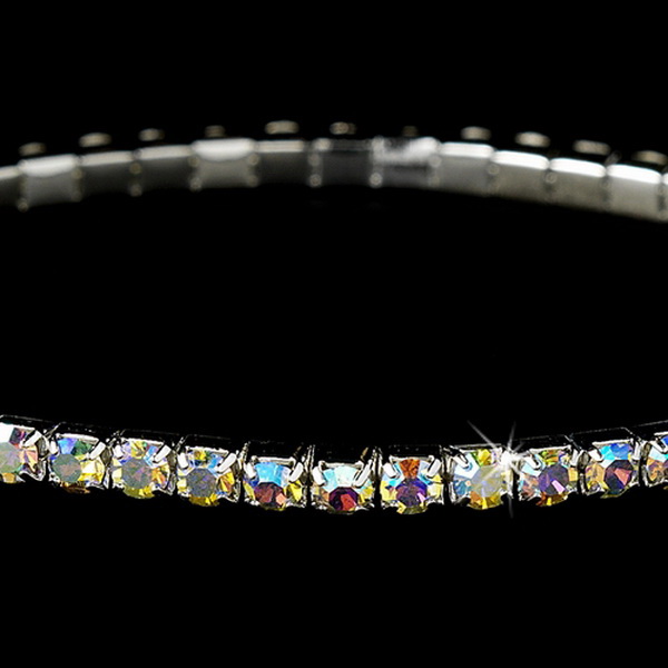 Elegance by Carbonneau B-8011-Ab Charming Silver Aurora Borealis Rhinestone Stretch Bracelet 8011