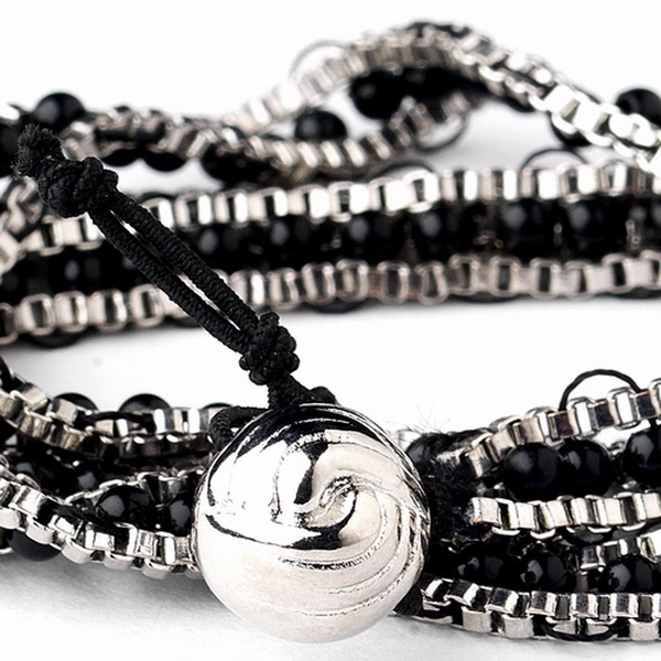 Elegance by Carbonneau B-8831-S-Black Silver Black Wrap Fashion Bracelet 8831