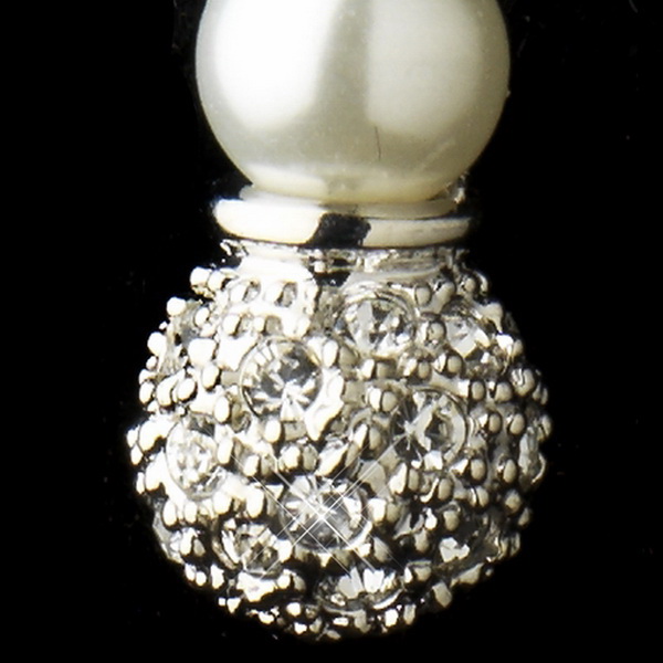 Elegance by Carbonneau E-8761-AS-DW E 8761 Silver Diamond White CZ Pave Ball Earring