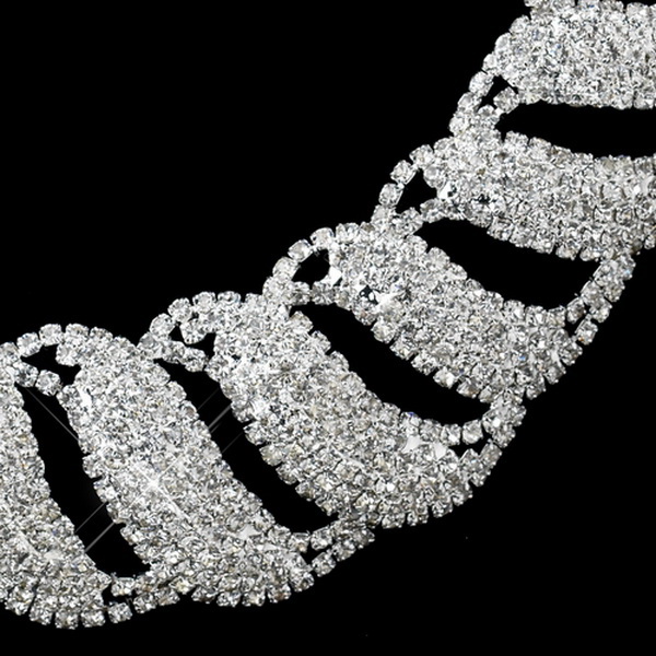 Elegance by Carbonneau NE-47445-S-Clear Silver Clear Rhinestone Necklace & Earrings Jewelry Set 47445