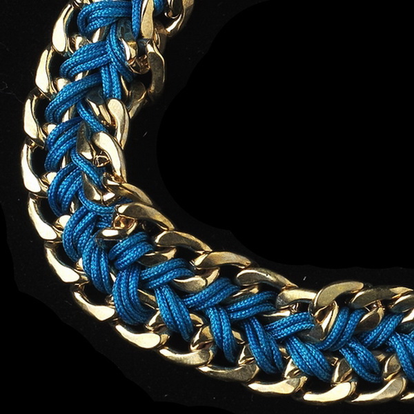 Elegance by Carbonneau B-8860-G-Turquoise Gold Turquoise Braided Mesh Link Fashion Bracelet 8860
