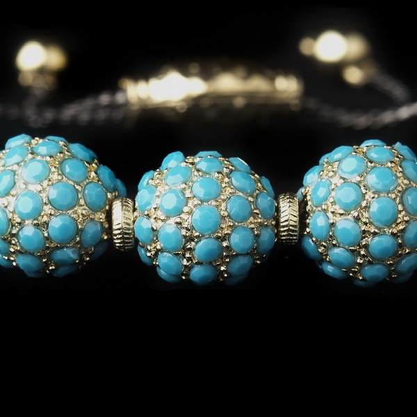 Elegance by Carbonneau B-8863-G-Turquoise Gold Turquoise Pave Ball Fashion Bracelet 8863