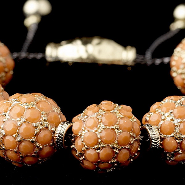 Elegance by Carbonneau B-8863-G-Orange Gold Orange Jeweled Shamballa Pave Bracelet 8863