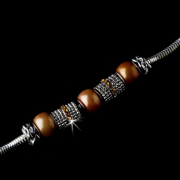 Elegance by Carbonneau B-8512 Taupe Charm Bracelet B 8512