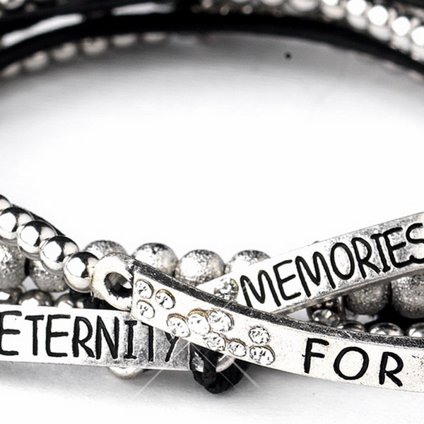 Elegance by Carbonneau B-8818-S-Black Silver Black Tassel Fashion "Memories for Eternity" Bracelet 8818