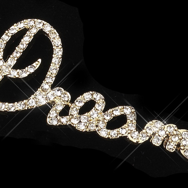 Elegance by Carbonneau B-8825-G-Clear Gold Clear Fashion Script "Dream" Bracelet 8825