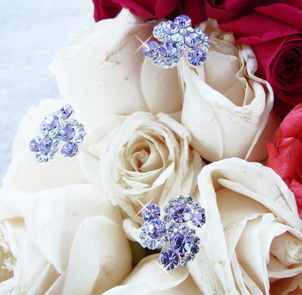 Elegance by Carbonneau BQ-Swirls-Tanzanite Tanzanite / Light Purple Swirl Crystal Bouquet Jewelry