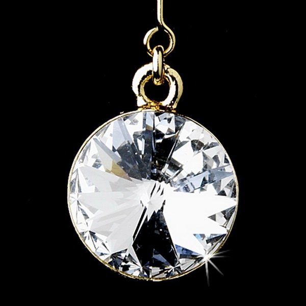 Elegance by Carbonneau E-25729-Gold Elegant Gold Clear Crystal Drop Earrings 25729