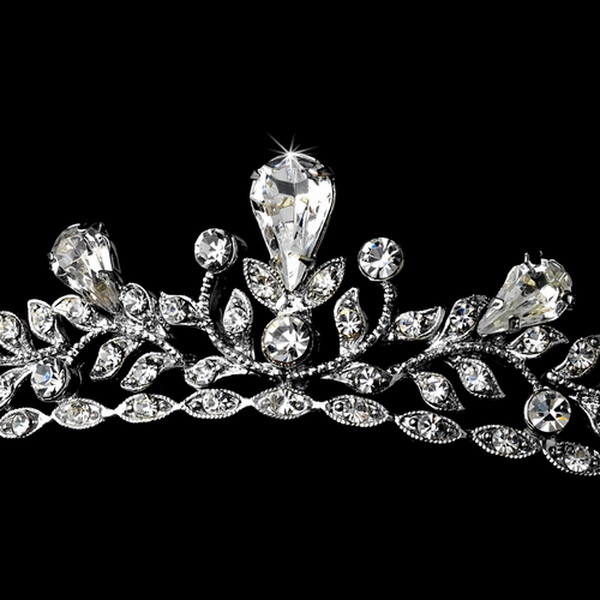 Elegance by Carbonneau HP-9836-Silver Precious Silver Clear Crystal Tiara 9836