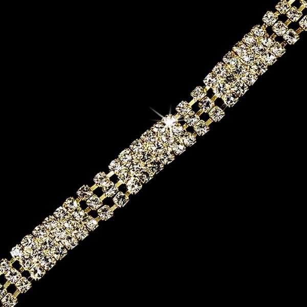 Elegance by Carbonneau B-105-Gold Gold Clear 3 Row Rhinestone Bracelet B 105