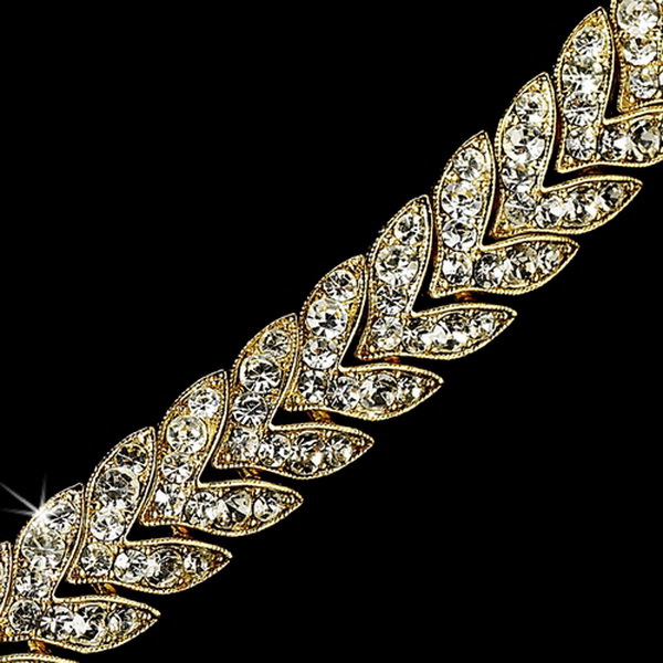 Elegance by Carbonneau B-373-Gold Gold Chevron Rhinestone Bracelet B 373