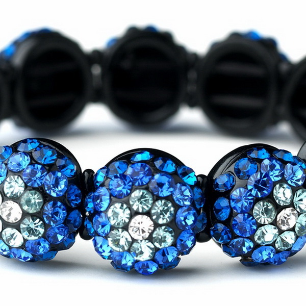 Elegance by Carbonneau B-8543-Blue Glistening Four Tone Blue Crystal Stretch Bracelet 8543