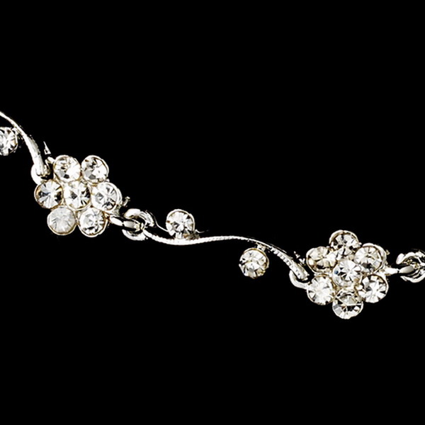 Elegance by Carbonneau NE384slvclr Silver Clear Floral Rhinestone Necklace & Earring Set NE 384